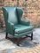 Green Leather Wingback Armchair, Image 3