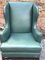 Green Leather Wingback Armchair 4