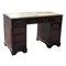 Mahogany Pedestal Desk with Green Leather Top, Image 1