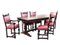 Oak Table & Leather Covered Chairs, Set of 7 1