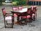 Oak Table & Leather Covered Chairs, Set of 7 6