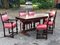 Oak Table & Leather Covered Chairs, Set of 7 3