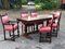 Oak Table & Leather Covered Chairs, Set of 7, Image 3