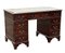 Pedestal Desk in Flame Veneer Mahogany with Green Leather Top 1