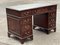 Pedestal Desk in Flame Veneer Mahogany with Green Leather Top 12