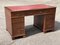 Pedestal Desk with Red Leather Top & Brass Handles 3