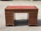 Pedestal Desk with Red Leather Top & Brass Handles, Image 11