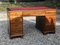 Pedestal Desk with Red Leather Top & Brass Handles 4