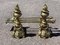 Large Victorian Brass Fireside Tools & Fire Dogs, Set of 2 11