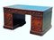 Viktorianischer Doppelseitiger Partners Schreibtisch aus Mahagoni mit grüner Tischplatte 1