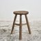 Rustic Round Elm Top B Stool, 1950s 1