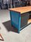 Industrielle Vintage Werkbank in Blau und Grün mit neuer Tischplatte 3
