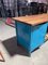Vintage Industrial Workbench Blue with Original Top, Image 4