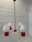 Steel Ceiling Lamp in Red Enamel and Glass 1
