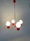 Deckenlampe aus rotem Emaille und Glas aus Stahl 3