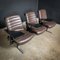 Vintage Three Person Bank of Nato-Brown Leather Chairs 5