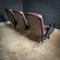 Vintage Three Person Bank of Nato-Brown Leather Chairs 11