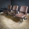 Vintage Three Person Bank of Nato-Brown Leather Chairs 6