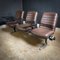 Vintage Three Person Bank of Nato-Brown Leather Chairs, Image 6