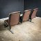 Vintage Three Person Bank of Nato-Brown Leather Chairs 13