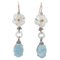 Diamonds, Sapphires, White Stones, Aquamarine, Rose Gold and Silver Dangle Earrings, 1960s, Set of 2 1