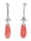 Coral, Onyx and Diamonds Dangle Earrings in 18 Karat White Gold, 1960s, Set of 2 3