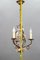 Italian Florentine Golden Metal Three-Light Chandelier with Porcelain Roses, 1970s 28