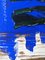 Mini composizione astratta blu, anni '50, Tecnica mista, con cornice, Immagine 4