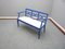 Antique Blue Bench with Leather, 1920s, Image 2