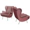 Poltrone Wingback con gambe in ottone, Italia, anni '50, set di 2, Immagine 1