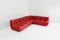 Red Leather Togo Sofa Set by Michel Ducaroy for Ligne Roset, 1990s, Set of 3 1