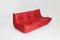 Red Leather Togo Sofa Set by Michel Ducaroy for Ligne Roset, 1990s, Set of 3 5