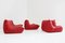 Red Leather Togo Sofa Set by Michel Ducaroy for Ligne Roset, 1990s, Set of 3 16
