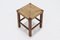 Oak and Rush Stool in style of Charlotte Perriand, 1960s, Image 1