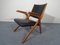 Boomerang Stuhl aus schwarzem Leder, 1960er 4