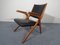 Chaise Boomerang en Cuir Noir, 1960s 4