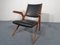 Boomerang Stuhl aus schwarzem Leder, 1960er 1