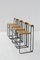 Italian Modern Geometric High Chairs in Iron and Wood, 1980, Set of 4 1