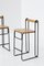 Italian Modern Geometric High Chairs in Iron and Wood, 1980, Set of 4 7