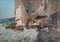 Oscar Ricciardi, Petit marché animé à Naples et vue sur le Vésuve, Öl auf Leinwand, Gerahmt 1