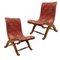 Vintage Leather and Mahogany Chairs by Pierre Lottier for Valenti Spain, Set of 2, Image 1