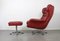 Red Leather Lounge Chair with Ottoman, Denmark, 1960s, Set of 2 6