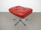 Red Leather Lounge Chair with Ottoman, Denmark, 1960s, Set of 2 25