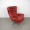 Red Leather Lounge Chair with Ottoman, Denmark, 1960s, Set of 2 9