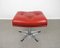 Red Leather Lounge Chair with Ottoman, Denmark, 1960s, Set of 2 24