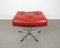 Red Leather Lounge Chair with Ottoman, Denmark, 1960s, Set of 2, Image 24