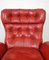 Red Leather Lounge Chair with Ottoman, Denmark, 1960s, Set of 2 16
