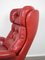 Red Leather Lounge Chair with Ottoman, Denmark, 1960s, Set of 2, Image 23