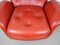 Red Leather Lounge Chair with Ottoman, Denmark, 1960s, Set of 2 17