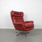 Red Leather Lounge Chair with Ottoman, Denmark, 1960s, Set of 2 10